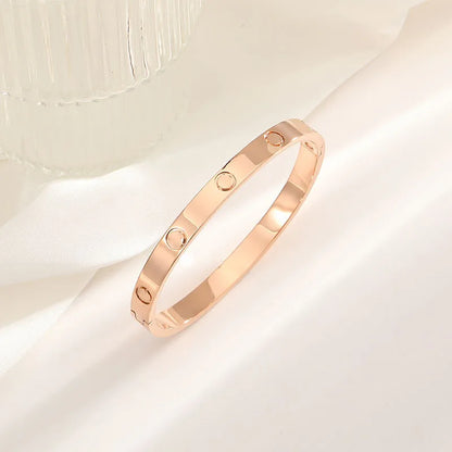 Simple Style Solid Color Titanium Steel Plating Inlay Rhinestones Bangle