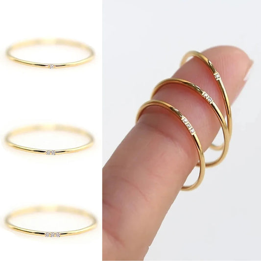 Simple Style Solid Color Titanium Steel Plating Inlay Zircon Rings