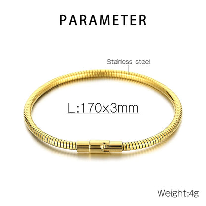 Simple Style Solid Color Titanium Steel Plating Wristband