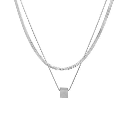 Simple Style Solid Color Titanium Steel Polishing Layered Necklaces