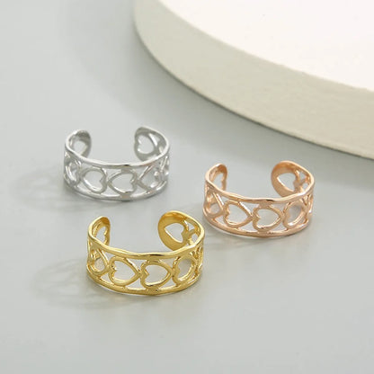 Wholesale Jewelry Simple Style Solid Color Titanium Steel 18K Gold Plated Polishing Open Rings