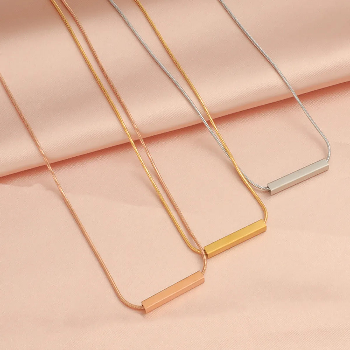 Simple Style Solid Color Titanium Steel Polishing Plating 18k Gold Plated Rose Gold Plated Necklace