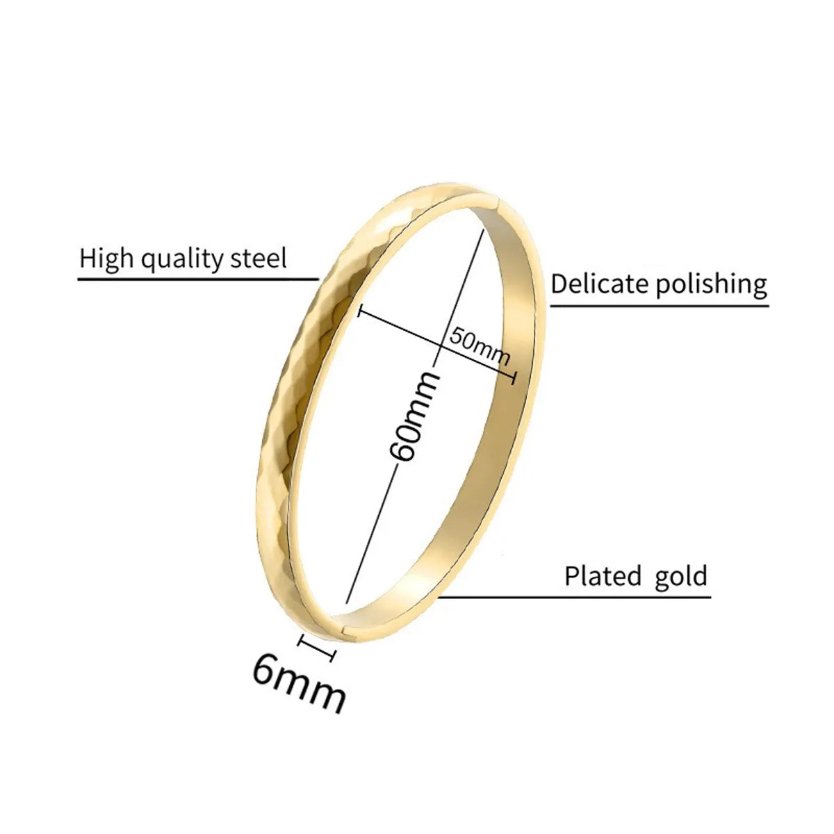 Simple Style Solid Color Titanium Steel Polishing Plating Bangle