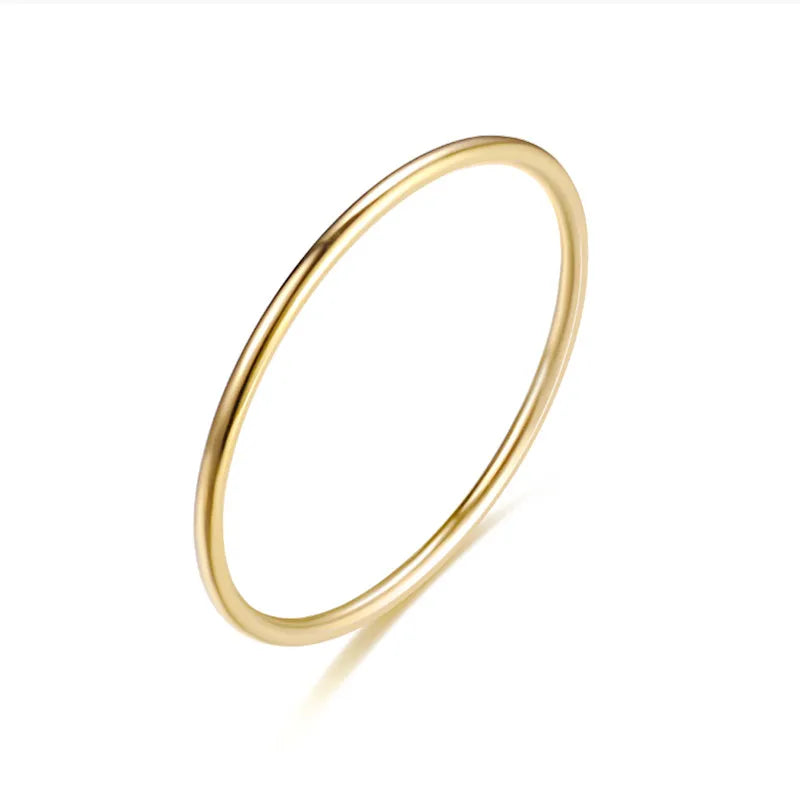 Wholesale Jewelry Simple Style Solid Color Titanium Steel 18K Gold Plated Polishing Plating Rings