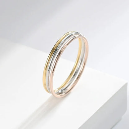 Wholesale Jewelry Simple Style Solid Color Titanium Steel 18K Gold Plated Polishing Plating Rings