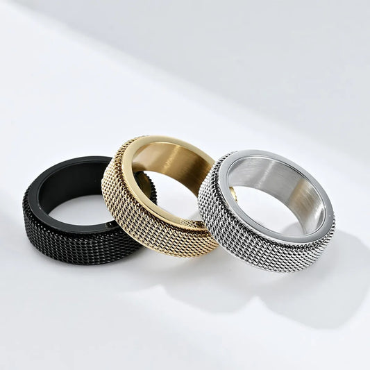 Simple Style Solid Color Titanium Steel Polishing Rings 1 Piece