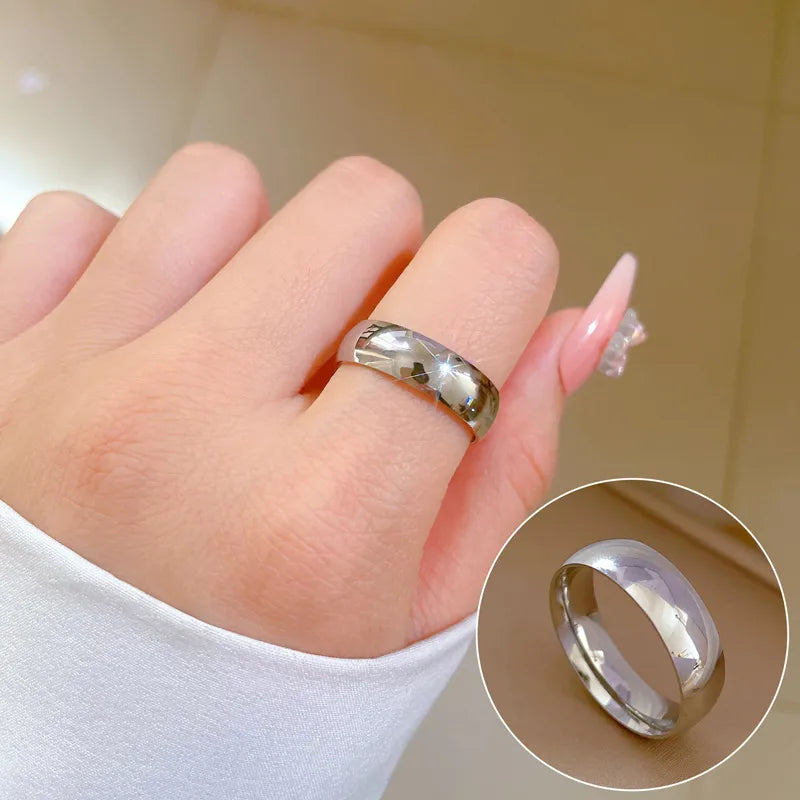 Simple Style Solid Color Titanium Steel Polishing Rings