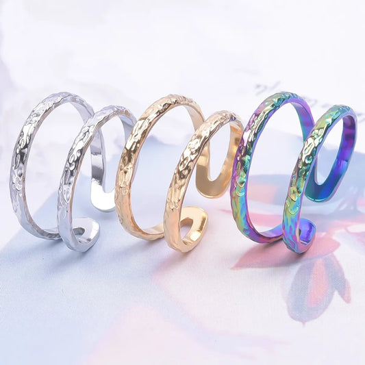 Wholesale Jewelry Simple Style Solid Color 304 Stainless Steel 18K Gold Plated Polishing Rings