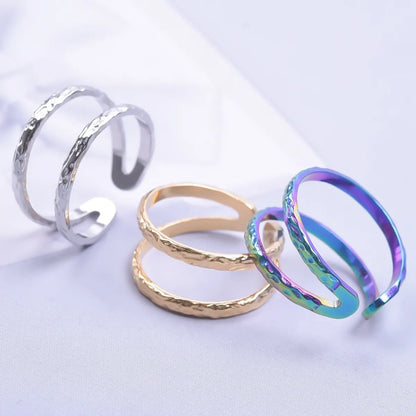 Wholesale Jewelry Simple Style Solid Color 304 Stainless Steel 18K Gold Plated Polishing Rings