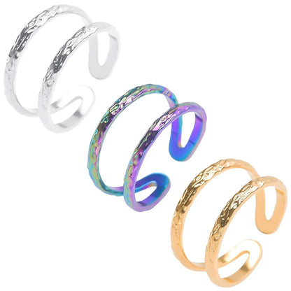 Wholesale Jewelry Simple Style Solid Color 304 Stainless Steel 18K Gold Plated Polishing Rings