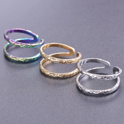 Wholesale Jewelry Simple Style Solid Color 304 Stainless Steel 18K Gold Plated Polishing Rings