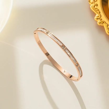 Simple Style Solid Color Titanium Steel Rhinestones Bangle In Bulk