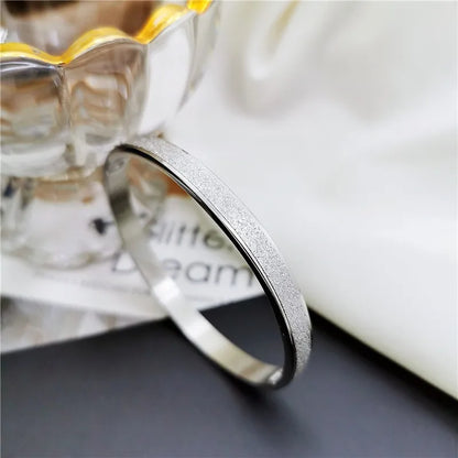 Simple Style Solid Color Titanium Steel Rhinestones Bangle In Bulk