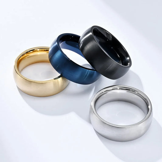 Simple Style Solid Color Titanium Steel Rings 1 Piece