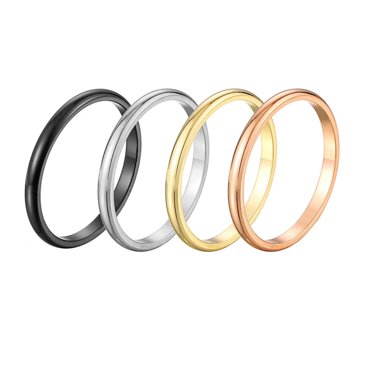 Simple Style Solid Color Titanium Steel Rings 1 Piece