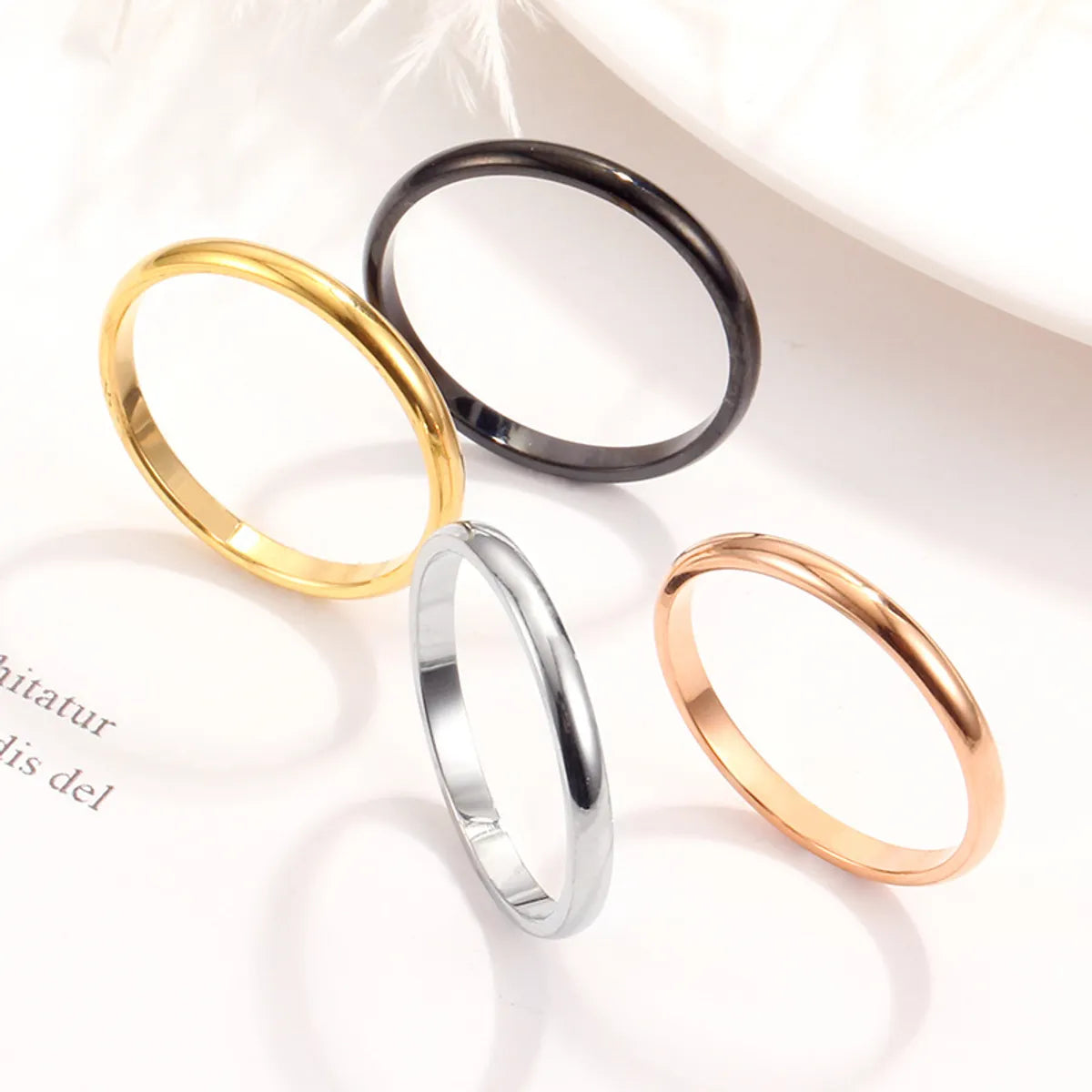 Simple Style Solid Color Titanium Steel Rings 1 Piece