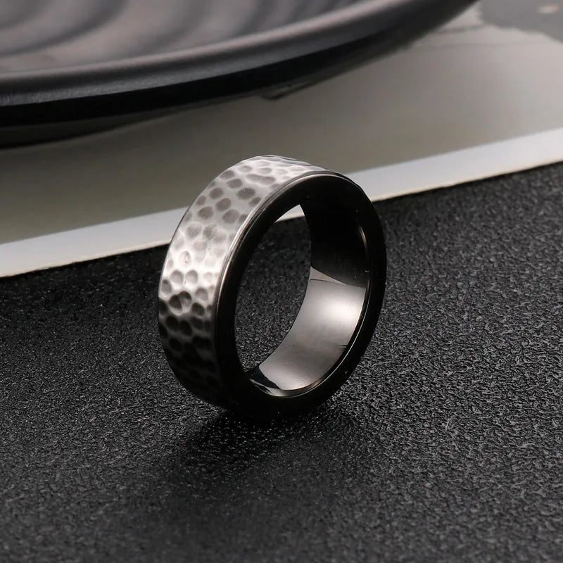 Simple Style Solid Color Titanium Steel Stoving Varnish Men'S Rings