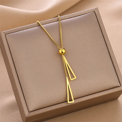 Simple Style Solid Color Titanium Steel Tassel Plating Pendant Necklace 1 Piece