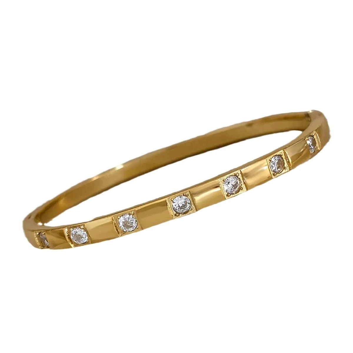 Simple Style Solid Color Titanium Steel Zircon Bangle In Bulk