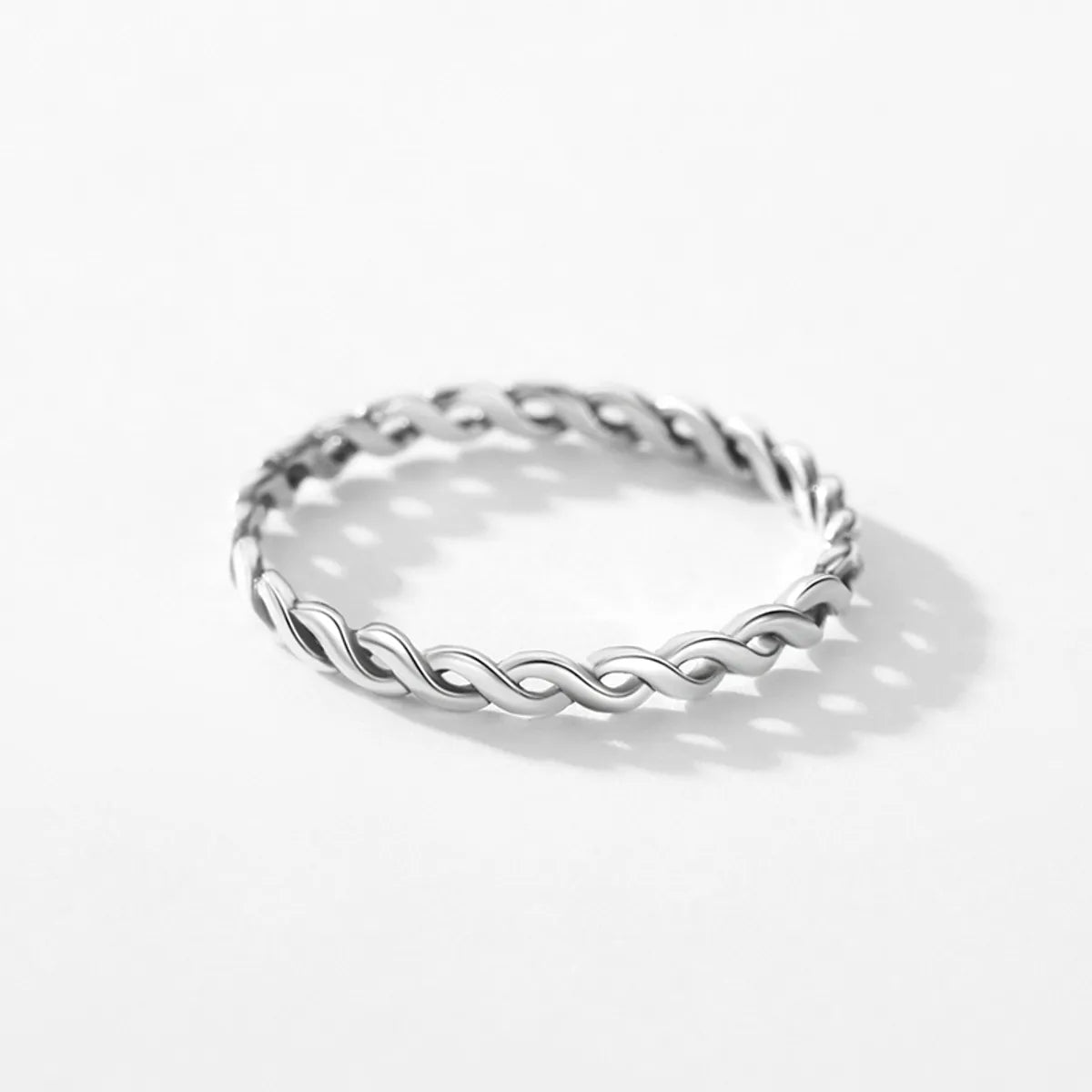 Simple Style Solid Color Twist Sterling Silver Criss Cross Plating Rings