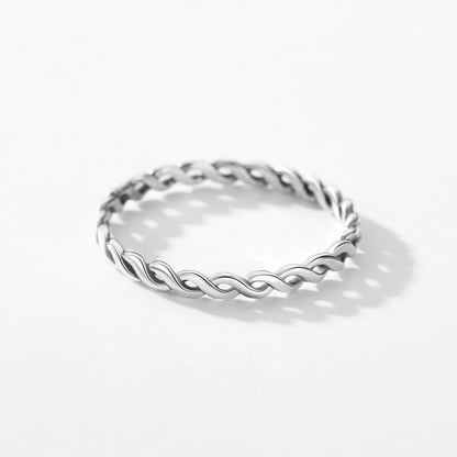 Simple Style Solid Color Twist Sterling Silver Criss Cross Plating Rings