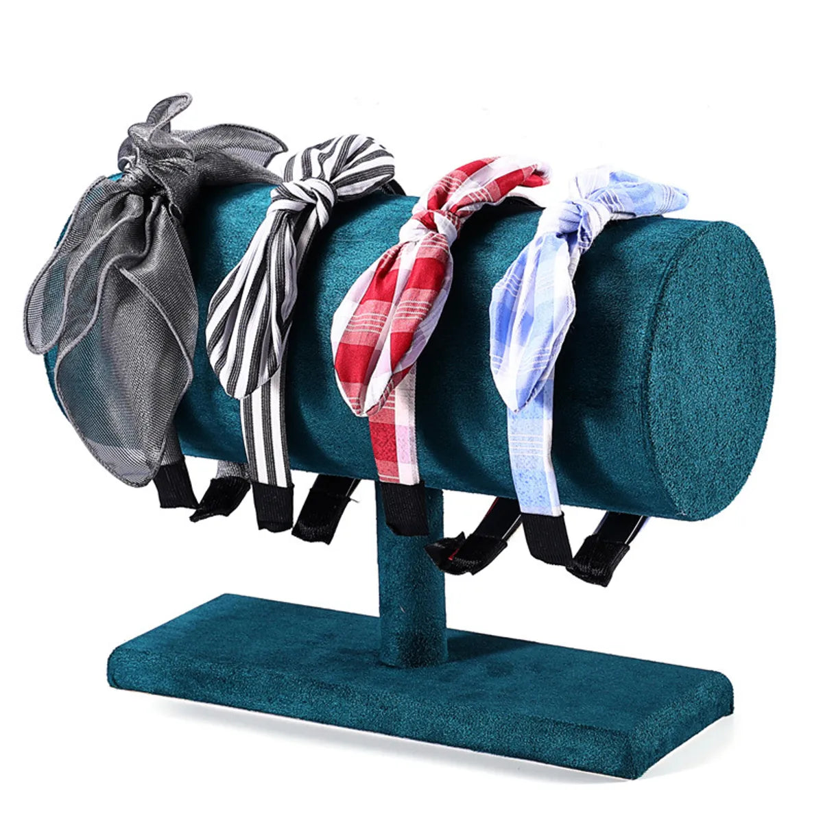 Simple Style Solid Color Wood Flannel Jewelry Rack