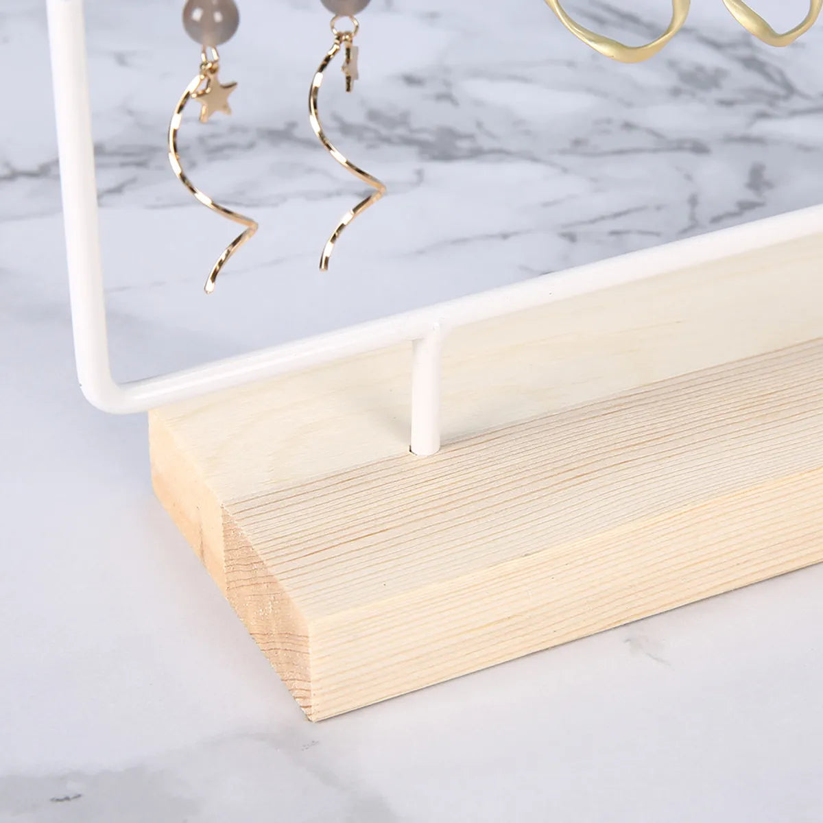 Simple Style Solid Color Wood Iron Jewelry Rack