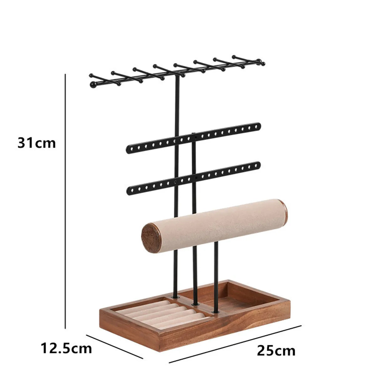 Simple Style Solid Color Wood Iron Jewelry Rack