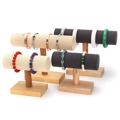 Simple Style Solid Color Wood Jewelry Rack