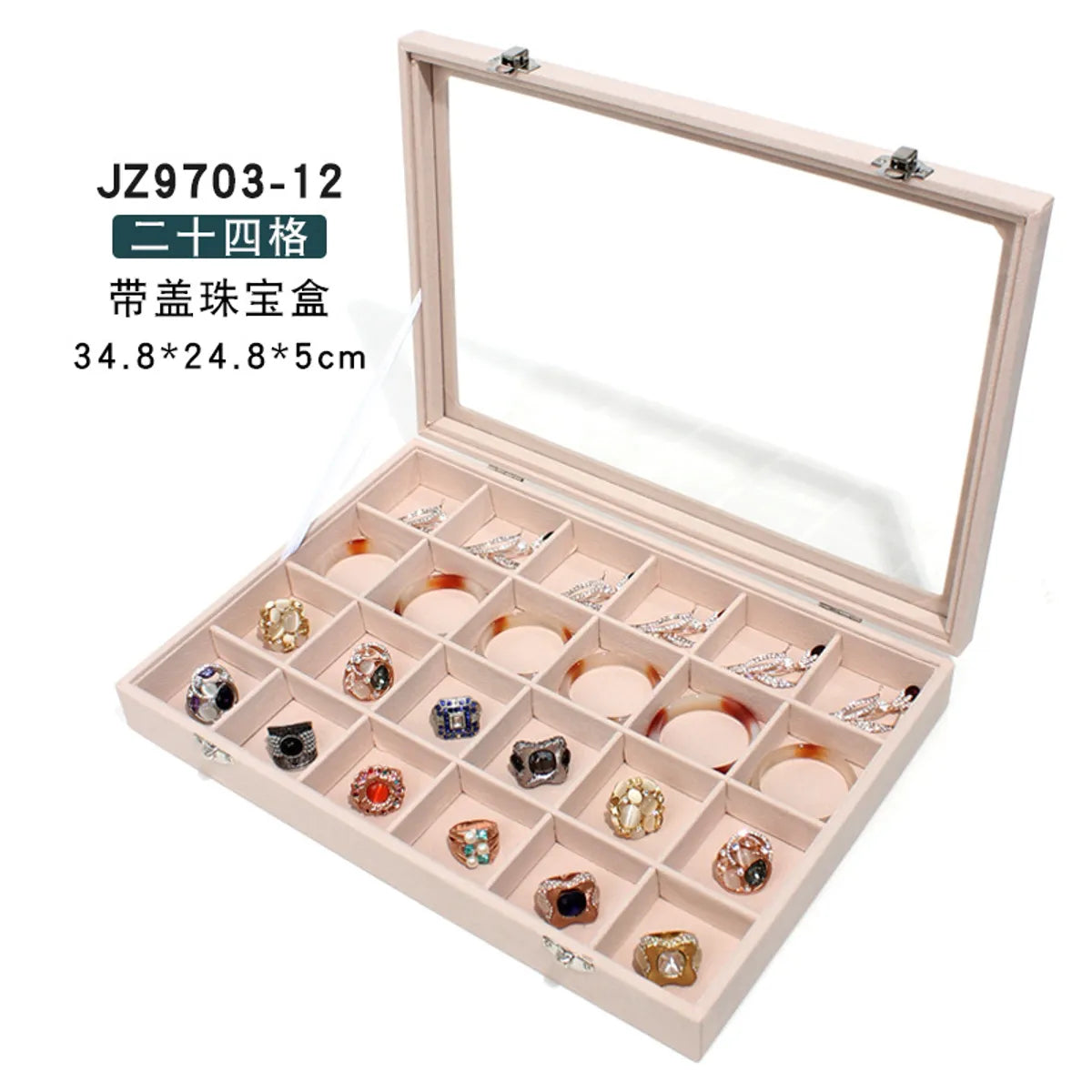 Simple Style Solid Color Wood Metal Button Jewelry Boxes