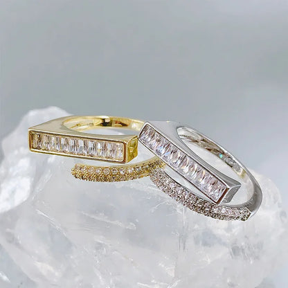 Simple Style Solid Color Zircon Alloy Wholesale Rings