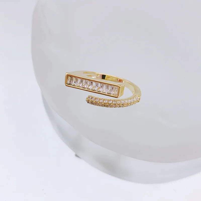 Simple Style Solid Color Zircon Alloy Wholesale Rings