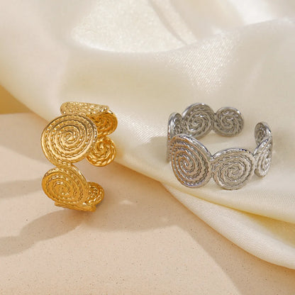 Simple Style Spiral Stainless Steel Plating 18k Gold Plated Open Rings