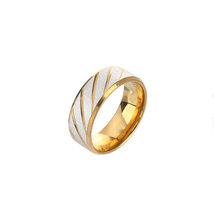 304 Stainless Steel 14K Gold Plated Simple Style Spiral Stripe Rings