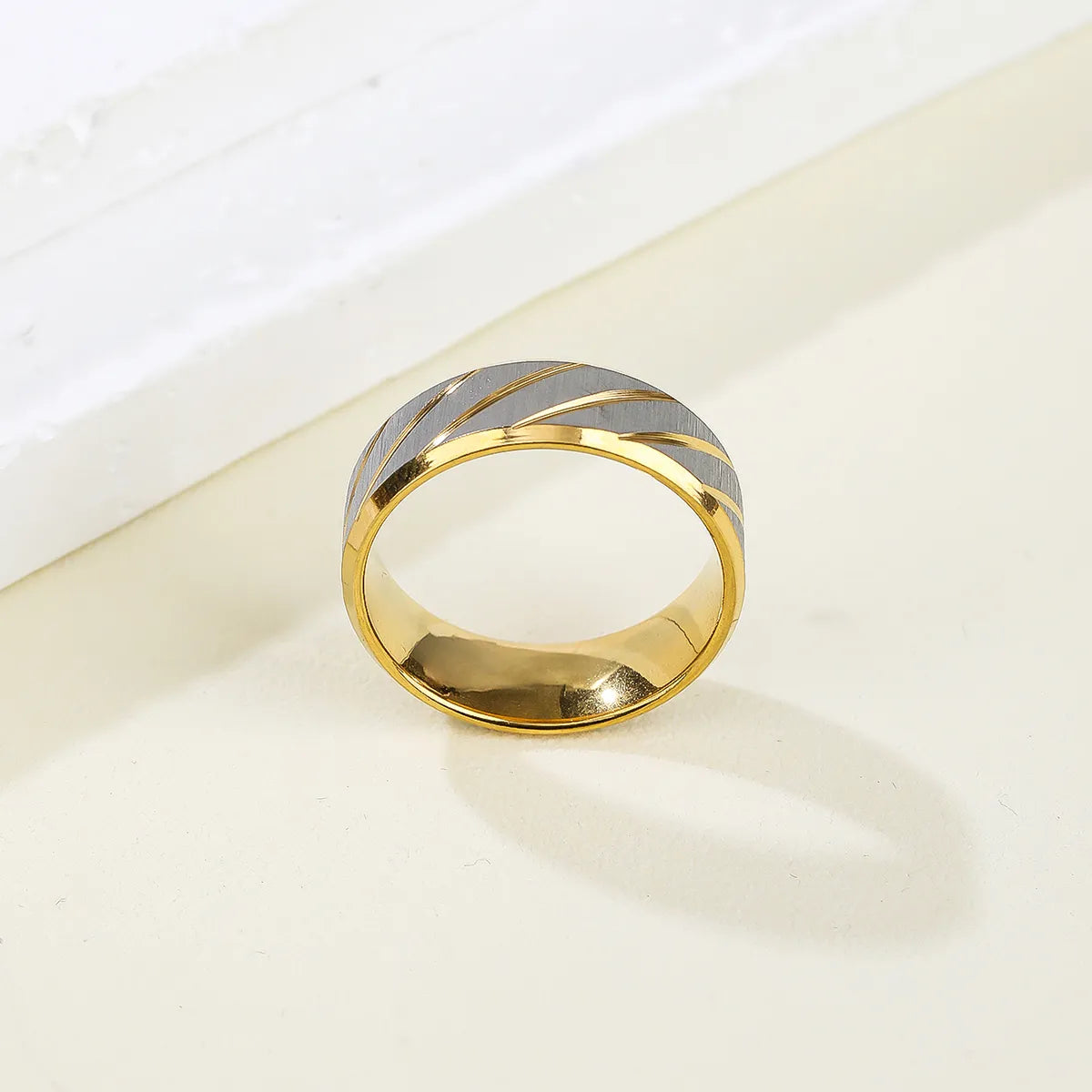 304 Stainless Steel 14K Gold Plated Simple Style Spiral Stripe Rings