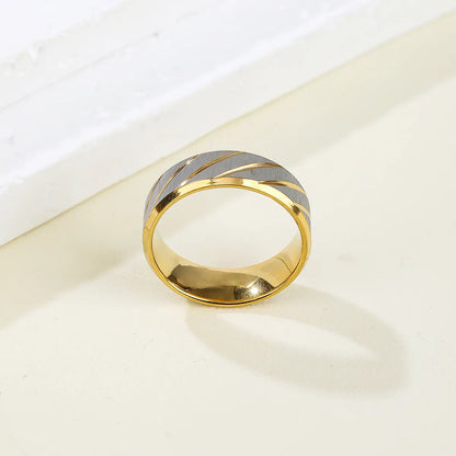 304 Stainless Steel 14K Gold Plated Simple Style Spiral Stripe Rings