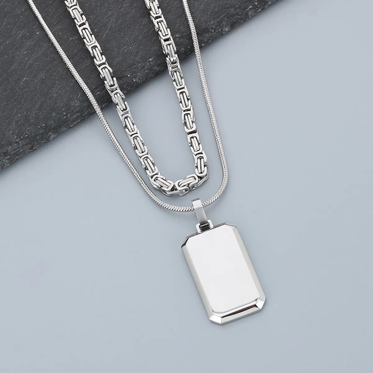 Simple Style Square 304 Stainless Steel 18K Gold Plated Men'S Double Layer Necklaces