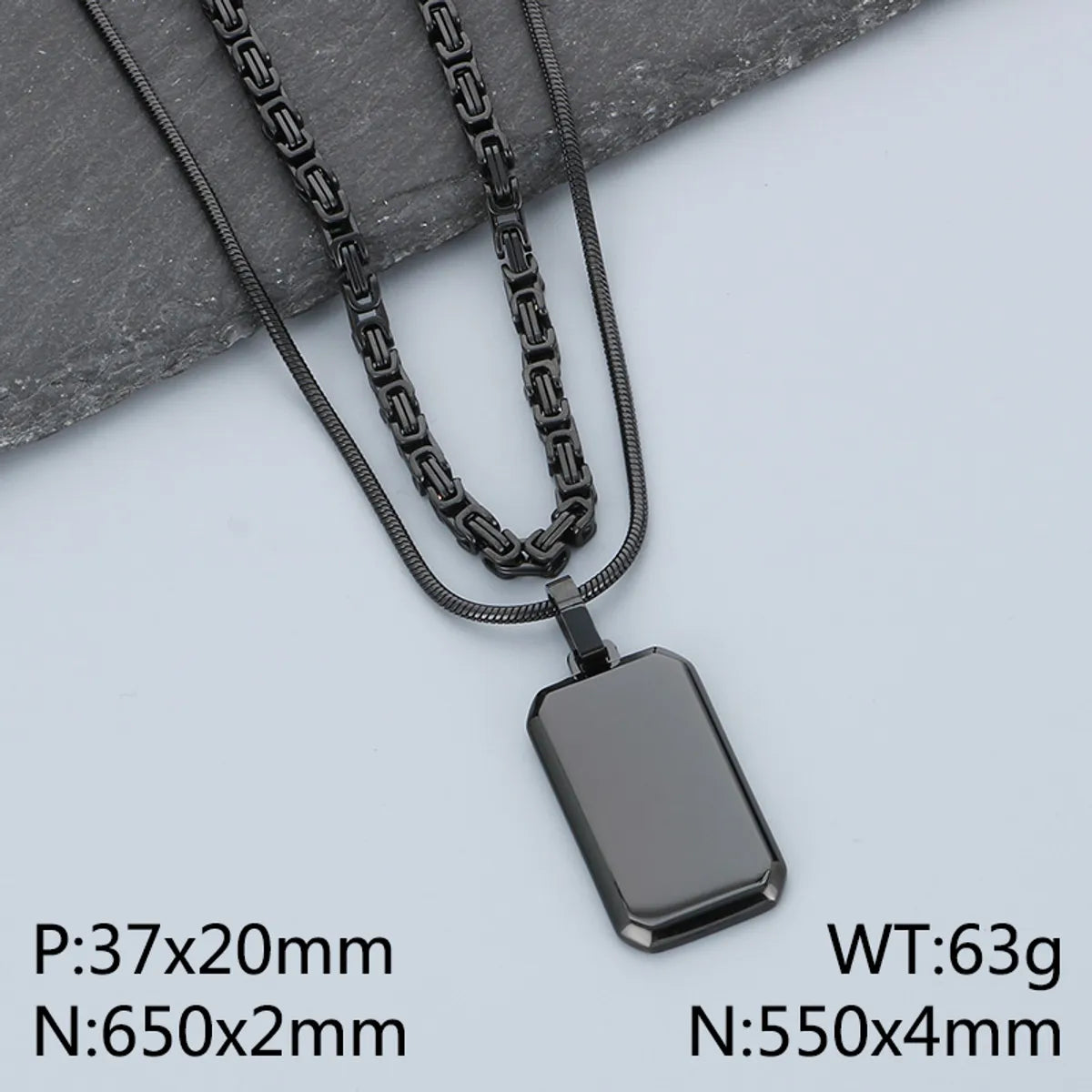 Simple Style Square 304 Stainless Steel 18K Gold Plated Men'S Double Layer Necklaces