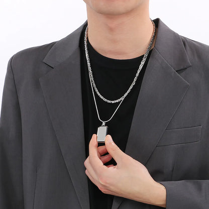 Simple Style Square 304 Stainless Steel 18K Gold Plated Men'S Double Layer Necklaces