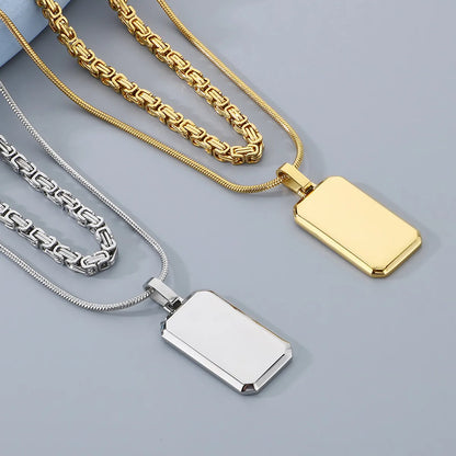 Simple Style Square 304 Stainless Steel 18K Gold Plated Men'S Double Layer Necklaces