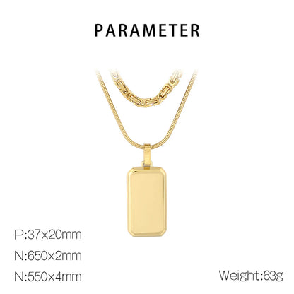 Simple Style Square 304 Stainless Steel 18K Gold Plated Men'S Double Layer Necklaces