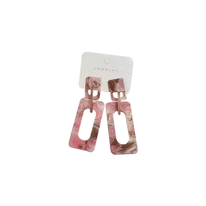 Simple Style Square Acetic Acid Sheets Printing Women's Drop Earrings