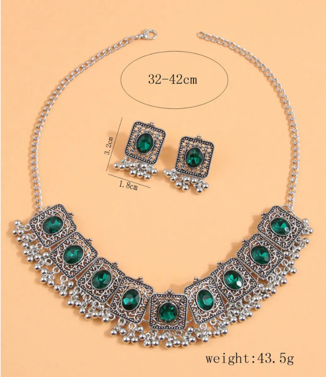 Simple Style Square Alloy Inlay Glass Women's Jewelry Set