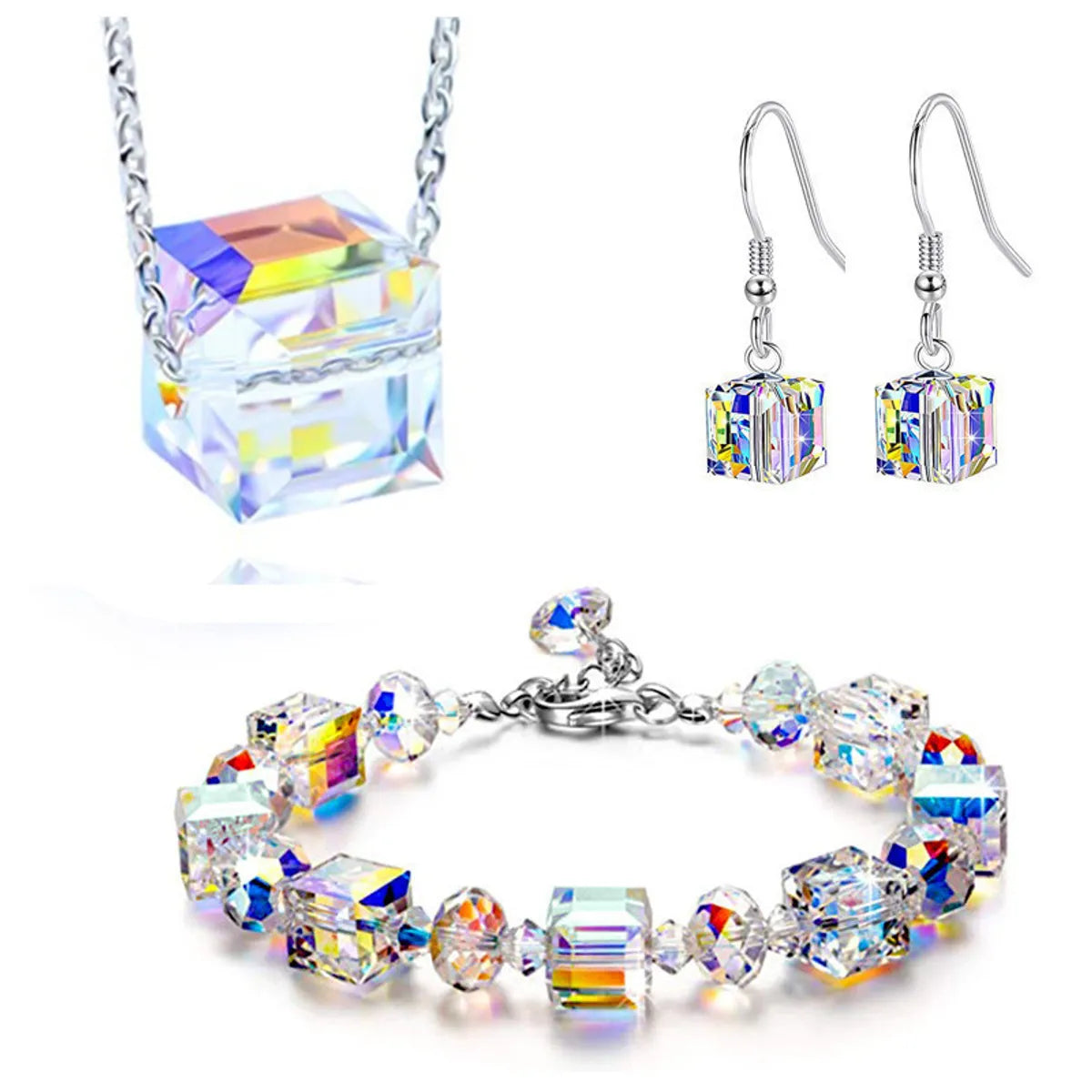 Simple Style Square Artificial Crystal Patchwork Women's Jewelry Set