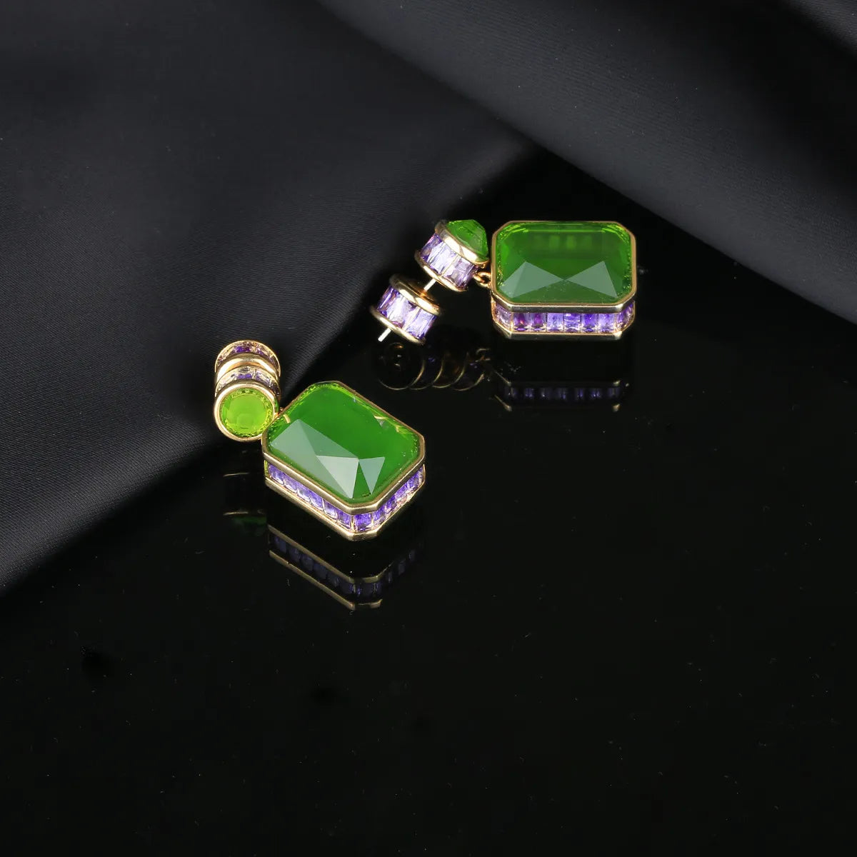 Simple Style Square Copper Inlay Zircon Earrings