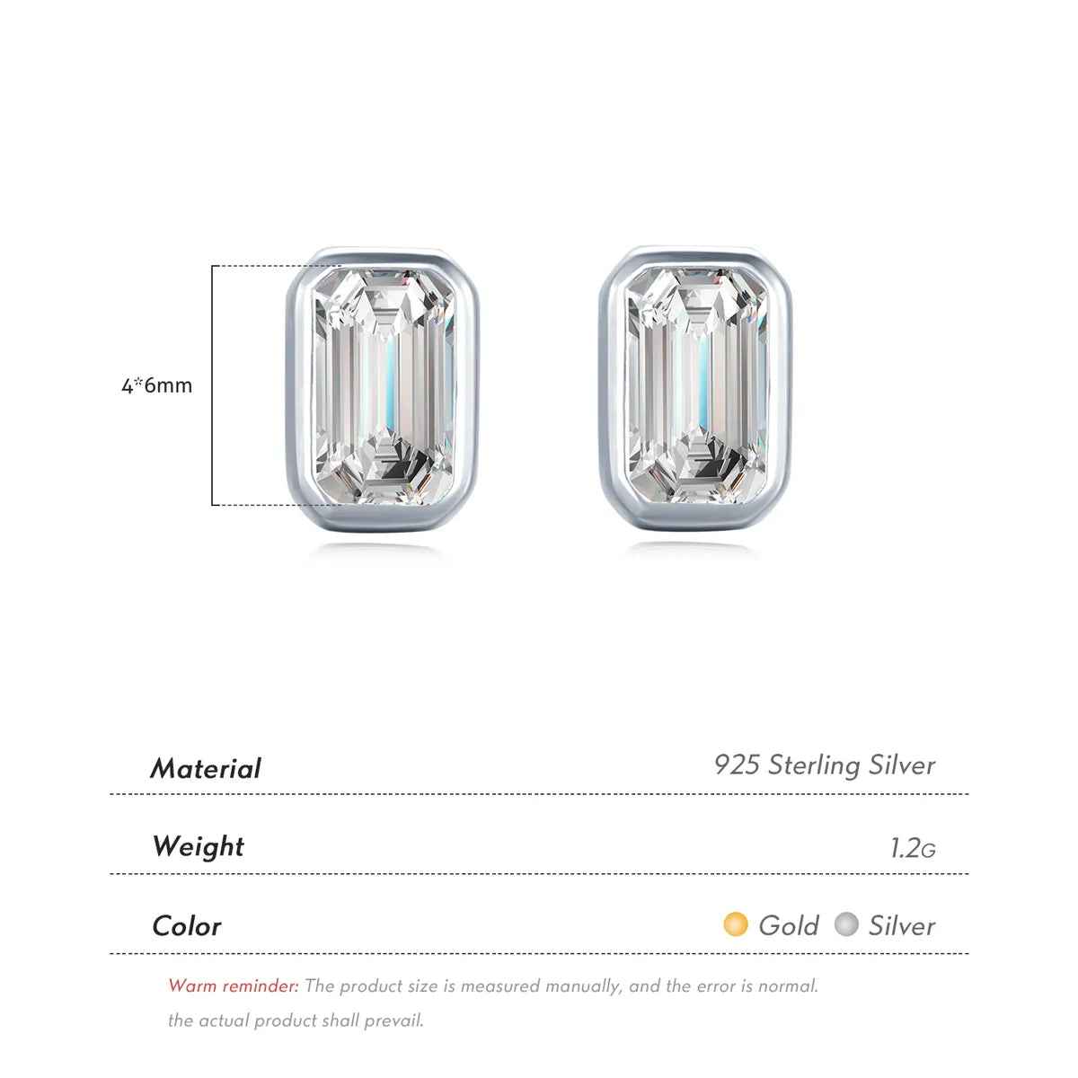 Simple Style Square Silver Plating Inlay Zircon Ear Studs 1 Pair