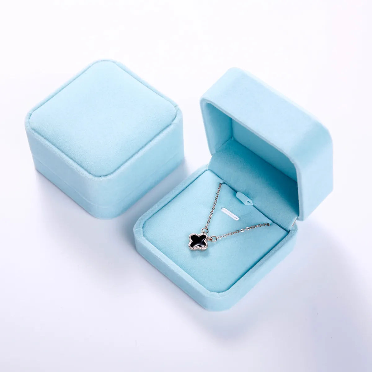 Simple Style Square Solid Color Flannel Jewelry Boxes