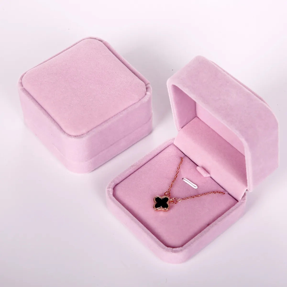 Simple Style Square Solid Color Flannel Jewelry Boxes