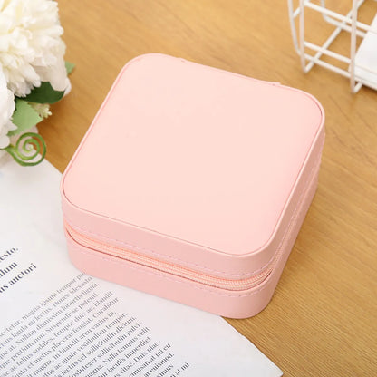 Simple Style Square Solid Color Pu Leather Jewelry Boxes