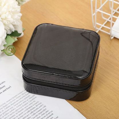 Simple Style Square Solid Color Pu Leather Jewelry Boxes